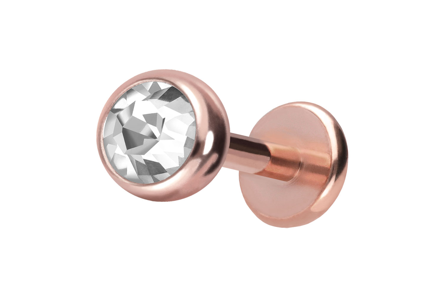 Titan Labret Piercing mit Push Fit KRISTALL